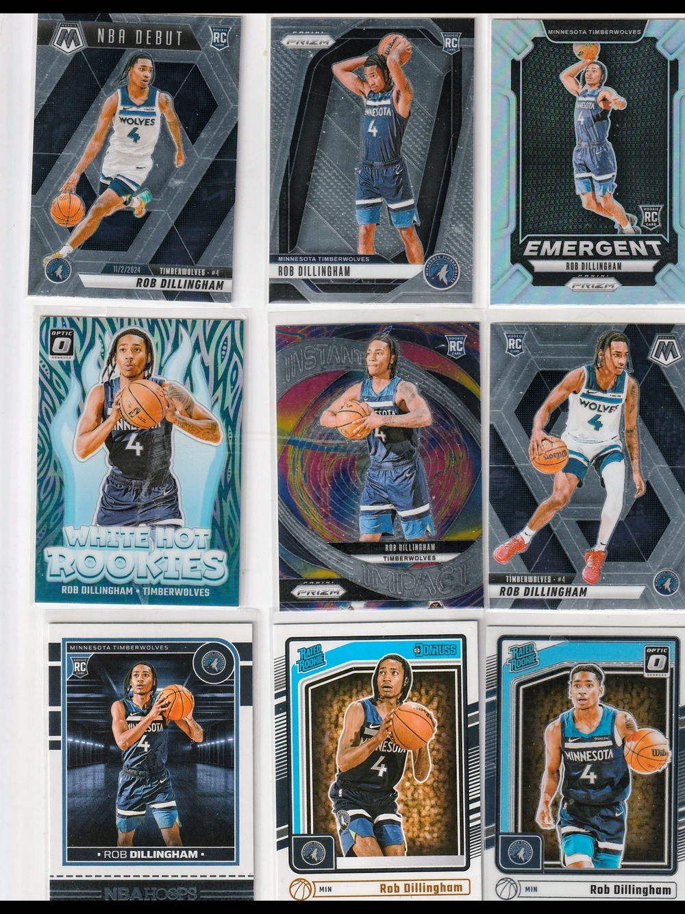 Rob Dillingham Minnesota Timberwolves Rookie Basketball Card Set - Blue/White